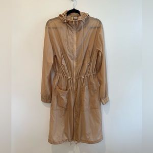 DIVIDED (H&M) | Knee Length Lightweight Rain Jacket with Hood (Size 0)
